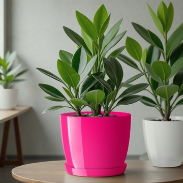 ЦВЕТОЧНЫЙ ГОРШОК С ПОДСТАВКОЙ ПЛАСТИКОВАЯ КРЫШКА ЦВЕТОЧНЫЙ ВАЗ 28см РОЗОВЫЙ ДЛЯ ЦВЕТОВ KADAX