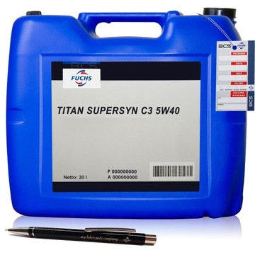 20 LITRÓW FUCHS TITAN SUPERSYN C3 5W40 OLEJ SILNIKOWY 20L - DYSTRYBUTOR