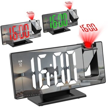 ZEGAR BUDZIK ELEKTRONICZNY LED PROJEKTOR TEMPERATURA KOLORY