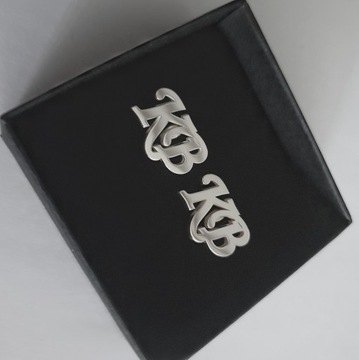 Запонки с инициалами - серебро 925 пробы