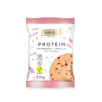 WEGAŃSKIE miękkie ciastko PROTEINOWE Żurawina & Wanilia BEZ CUKRU i glutenu