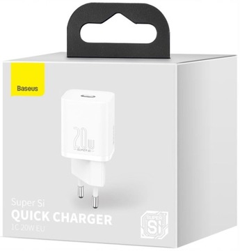 BASEUS SZYBKA ŁADOWRAKA SIECIOWA USB-C 20W PD ZASILACZ 3A DO TELEFONU MOCNY