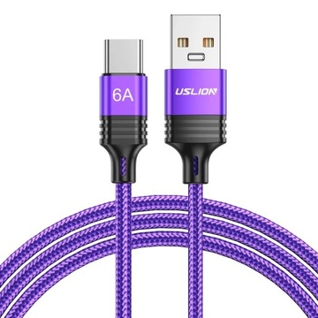 Kabel USB C szybkie ładowanie 1m 6A 66W QC 3.0