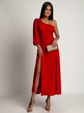 КРАСНОЕ ЭЛЕГАНТНОЕ ТОРЖЕСТВЕННОЕ ПЛАТЬЕ С ПРОЗЬЮ И ЦВЕТОМ ДЛЯ СТИЛЬНОЙ СВАДЬБЫ