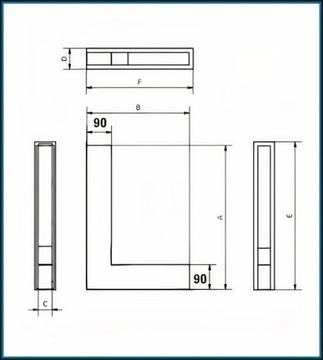 Kratka narożna luft czarna Ventlab 600x400/100 mm 3 szt.