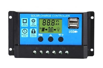REGULATOR ŁADOWANIA AKUMULATORA 30A SOLARNY KONTROLER USB 12V 24V AG676C