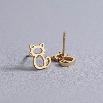 ЗОЛОТЫЕ СЕРЬГИ ИЗ ХИРУРГИЧЕСКОЙ СТАЛИ КОШКИ КОШКИ 04