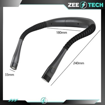 LAMPKA DO CZYTANIA KSIĄŻEK SZYCIA NA SZYJĘ USB LED 3 BARWY ELASTYCZNA LEKKA