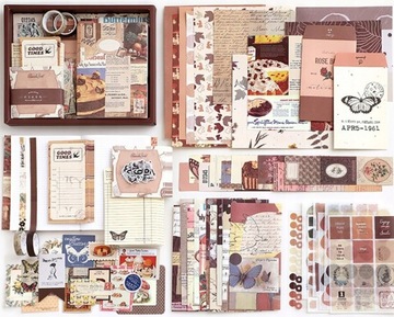 ZESTAW AKCESORIÓW DO SCRAPBOOKINGU VINTAGE 155SZT