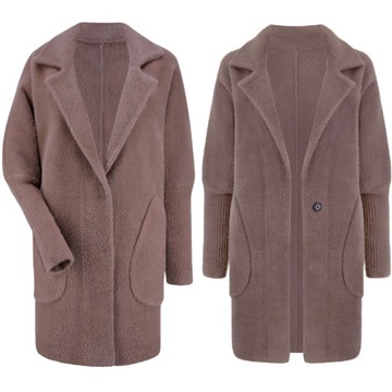 ALPAKA CIEPŁY PŁASZCZ NARZUTKA kurtka WEŁNA KOLORY