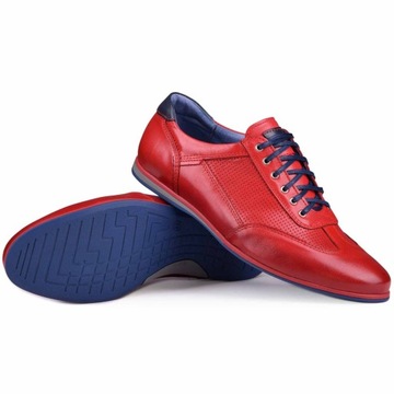 Buty męskie skórzane czerwone casual Kampol r41