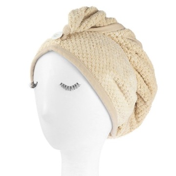 ПОЛОТЕНЦЕ-ТЮРБАН ДЛЯ ВОЛОС МИКРОФИБРЫ, МЯГКИЙ БЕЖЕВЫЙ