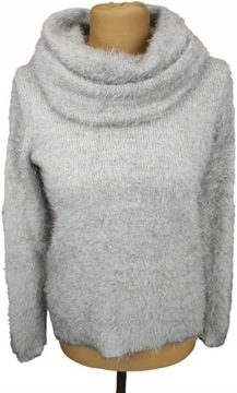 RESERVED Włochaty SWETER GOLF szary M/L