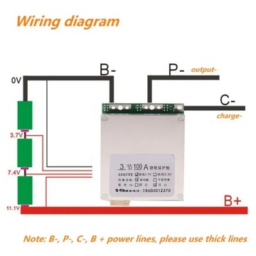 Плата защиты аккумулятора BMS 12 В 100 А с функцией балансировки 1 шт.