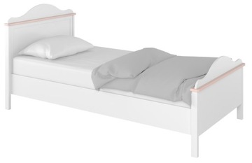 Łóżko dziewczęce Luna 90x200 biały/różowe elementy + MATERAC