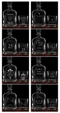 Zestaw Karafka 2 Szklanki do Whisky z Grawerem Prezent na Rocznicę Ślub