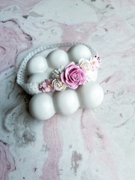 Комплект повязок на голову плюс пояс для крещения Повязка на голову для платья для крещения сиреневого цвета