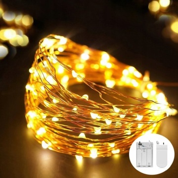 LAMPKI CHOINKOWE NA BATERIE 20 LED BIAŁY CIEPŁY