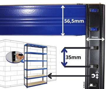 Полка складская металлическая PREMIUM HELIOS 196x90x35см 6Px175kg STRONG