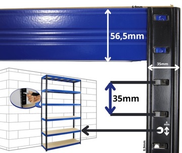 Полка складская металлическая оцинкованная HELIOS 213x40x40см 6Px175kg SOLID