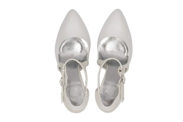 Buty ślubne szpilki taneczne paski perła biały 40