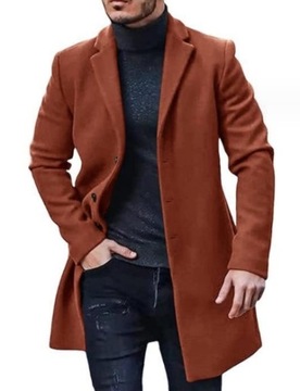 Męska zimowy płaszcz Moda męska długi z wełny kurt ROZ M-3XL