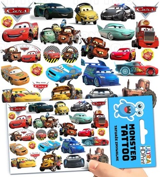 TATUAŻE ZMYWALNE TYMCZASOWE DLA DZIECI DZIECIĘCE CARS AUTA WZORY ORYGINALNE