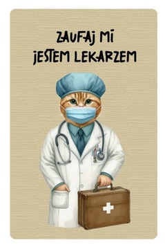 Magnes na lodówkę Kotisowa 8,5x5,5 cm kot lekarz doktor szpital medycyna