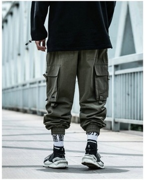 Streetwear Black Cargo Pants Mens Plus Size Hip Ho