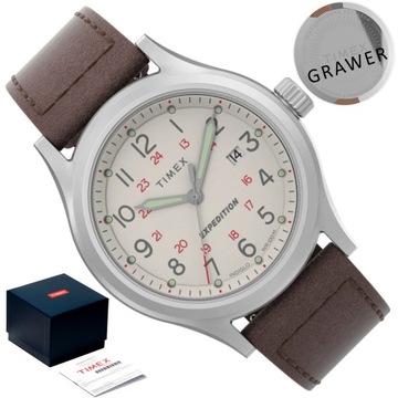 ZEGAREK MĘSKI Timex 100M WODOSZCZELNY STAL Expedition Podświetlenie +GRAWER