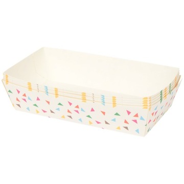 Papierowe Miski Tacki Kubki na przekąski 10x20x4,5cm 5 szt. Trójkąty w615