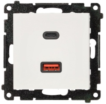 SIMON 55 Ładowarka Quick Charge USB A+C 3A TEC2CAQ.01/111 biała mat