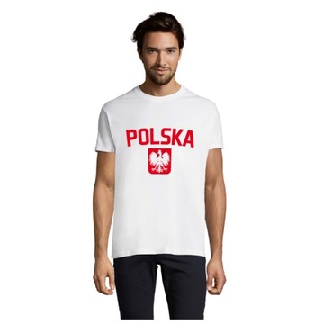 Koszulka kibica reprezentacji POLSKA + GODŁO ORZEŁ tshirt premium 190g