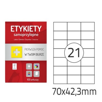 Etykiety samoprzylepne A4 100 arkuszy 70 x 42,3