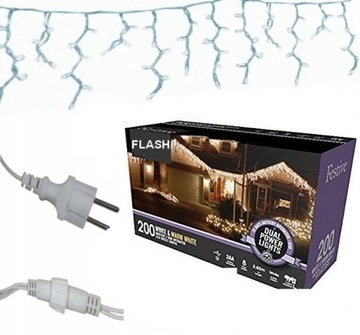 GĘSTE SOPLE KURTYNA 500 LED LAMPKI ZEWNĘTRZNE IP44 STAŁE + FLASH