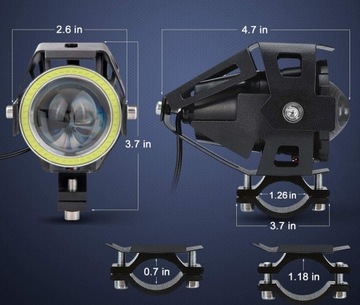2x ГАЛОГЕННЫЕ МОТОЦИКЛОВЫЕ ЛАМПЫ, КОЛЬЦЕВЫЕ СВЕТОДИОДНЫЕ ФАРЫ