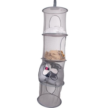 Складная корзина для хранения игрушек, гибкая, с 4 отделениями, прочная подвесная сетка, серая