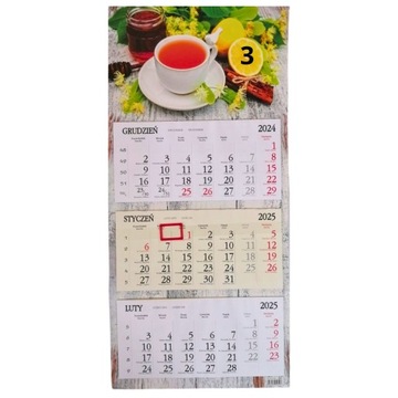 Календарь 2025, трехчастный, плоская головка, MIX