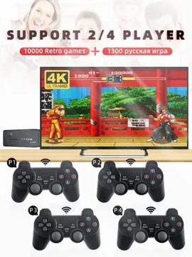 2024 Новая игровая консоль 2,4G с двойным беспроводным контроллером Game Stick 4K