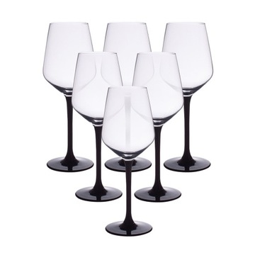 KIELISZKI DO WINA BIAŁEGO 6SZT RUBIN CZARNE 290ML