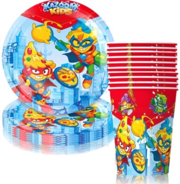 SUPER THINGS ZINGS Kazoom Kids набор на день рождения КРУЖКИ + ТАРЕЛКИ 20 шт.