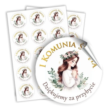 30szt x Naklejki na I Komunię NAKLEJKI na pudełka i opakowania prezentowe