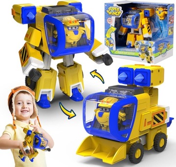 Zabawki Super Wings, 7-calowy supermech robota Jetta, transformacja z