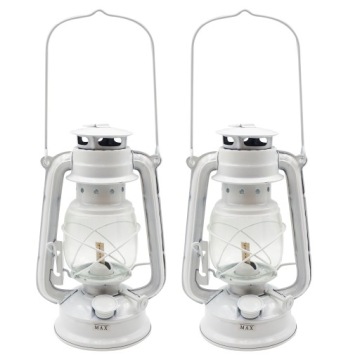 ZESTAW 2x RETRO LAMPA NAFTOWA Z KNOTEM BIAŁA 24cm