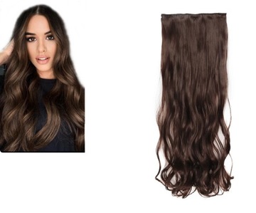 WŁOSY KLIP 80 CM JASNY BRĄZ FALOWANE 967