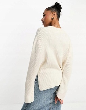 LUŹNY SWETER ROZCIĘCIA FO9 NG3__M PULL & BEAR BEŻOWY