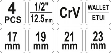 СКЛАДНОЙ АВТОМОБИЛЬНЫЙ КОЛЕСНЫЙ КЛЮЧ YATO С 4 НАСАДКАМИ В ЧЕХОЛЕ YT-08035