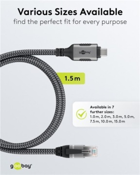Кабель-переходник FTP Ethernet категории 6 USB-C 3.1 (тип A) на RJ45 (8P8C), 1,5 м