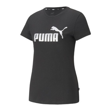 Koszulka damska PUMA ESS+ Metallic Logo Tee puma black/silver metallic L