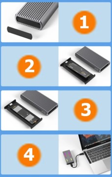 Корпус SSD m2 4in1 NVME Pcie SATA M.2 USB-C Карман для адаптера USB 3.0